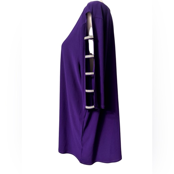 89th+Madison stretchy purple top with rhinestone accent on open sleeves Size 2X - Picture 3 of 7